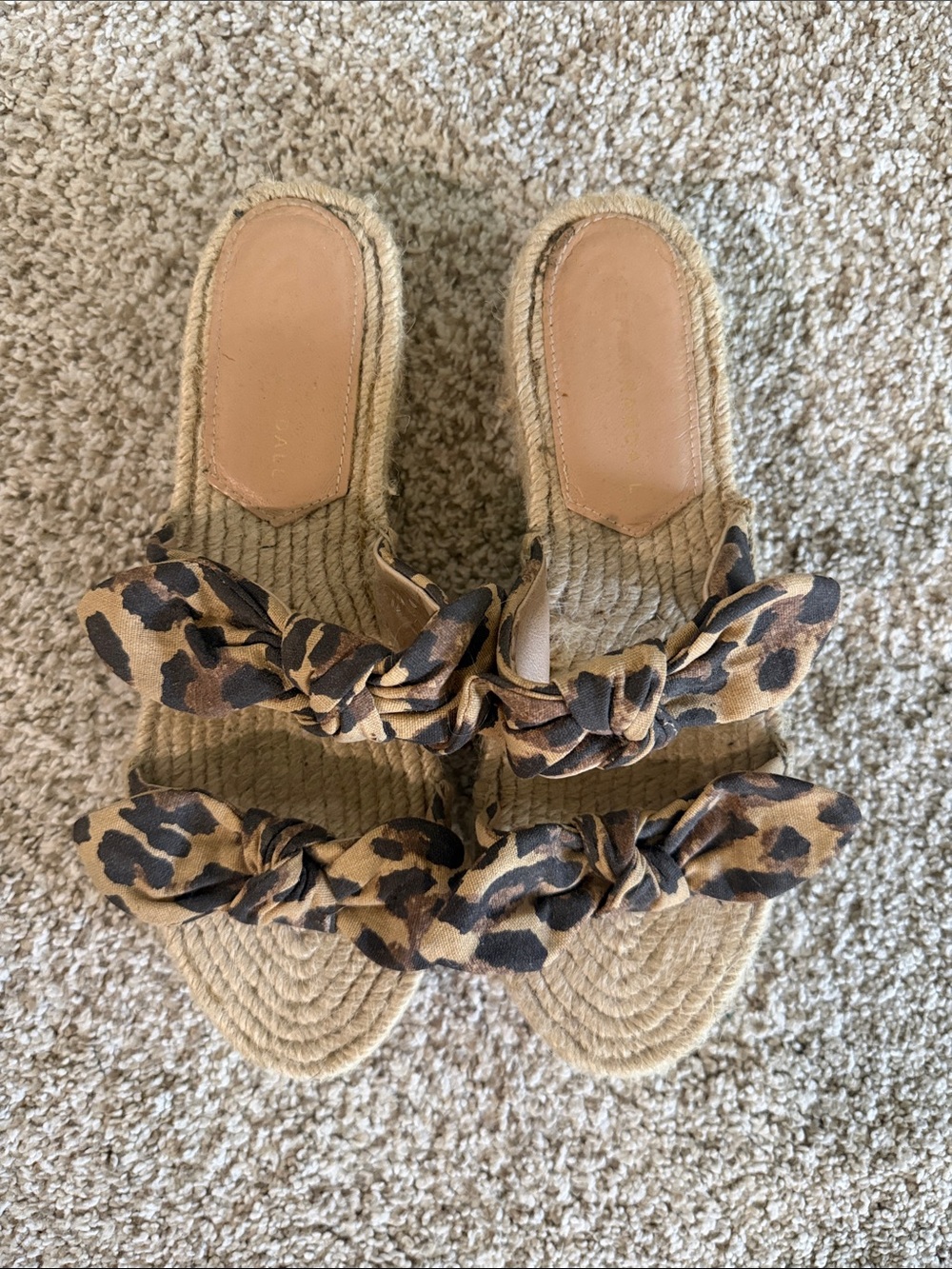 Loeffler Randall Daisy Leopard Bow Espadrille Slide Sandals Platform